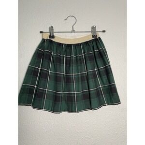 Carter's Girl gold sparkle Green Black plaid printed festive flared skirt Size 7